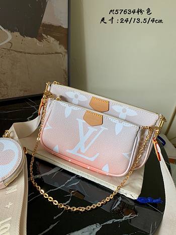 LV Multi Pochette Accessoires Handbag Pink 57634 Size 24 x 13.5 x 4 cm