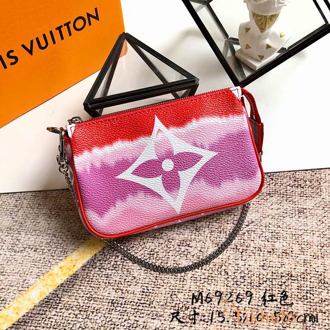 LV Escale Pochette Accessoires Mini Clutch Red M69269 Size 15.5 x 10.5 x 4 cm - 1