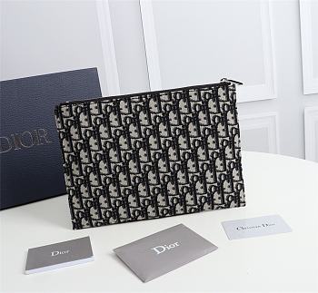 Dior OBLIQUE Clutch Apricot Jacquard 2OBCA225YSE Size 27 x 19 cm