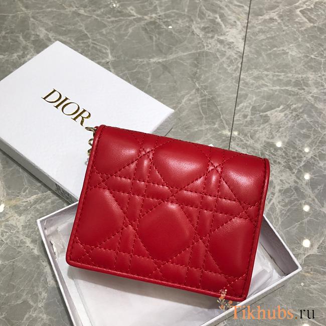 Dior Two-Fold Wallet Red Size 11 x 9 x 3.5 cm - 1