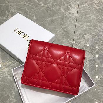 Dior Two-Fold Wallet Red Size 11 x 9 x 3.5 cm