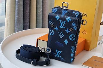 LV Phone Pouch in Blue M80466 Size 11 x 18 x 2.5 cm