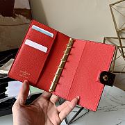 LV Monogram Canvas Print Small Ring Agenda Book Cover Red Doorman R20005 Size 10 x 14 cm - 5