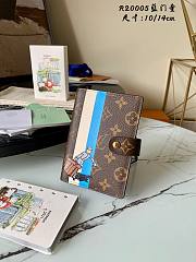 LV Monogram Canvas Print Small Ring Agenda Book Cover Blue Doorman R20005 Size 10 x 14 cm - 1