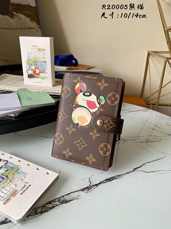 LV Monogram Canvas Print Small Ring Agenda Book Cover Panda R20005 Size 10 x 14 cm