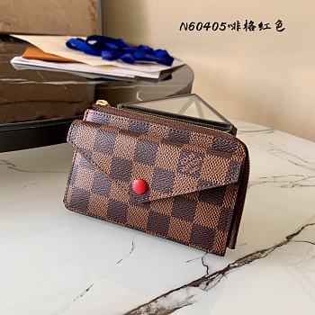 LV Card Holder Recto Verso Damier Ebene Brown Grid Red N60405