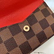 LV Card Holder Recto Verso Damier Ebene Brown Grid Red N60405 - 6