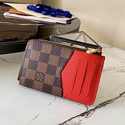 LV Card Holder Recto Verso Damier Ebene Brown Grid Red N60405 - 3