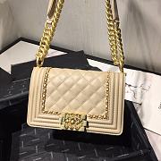 Chanel LeBoy Bag Smooth Leather Cream 67085 Size 20 cm - 3