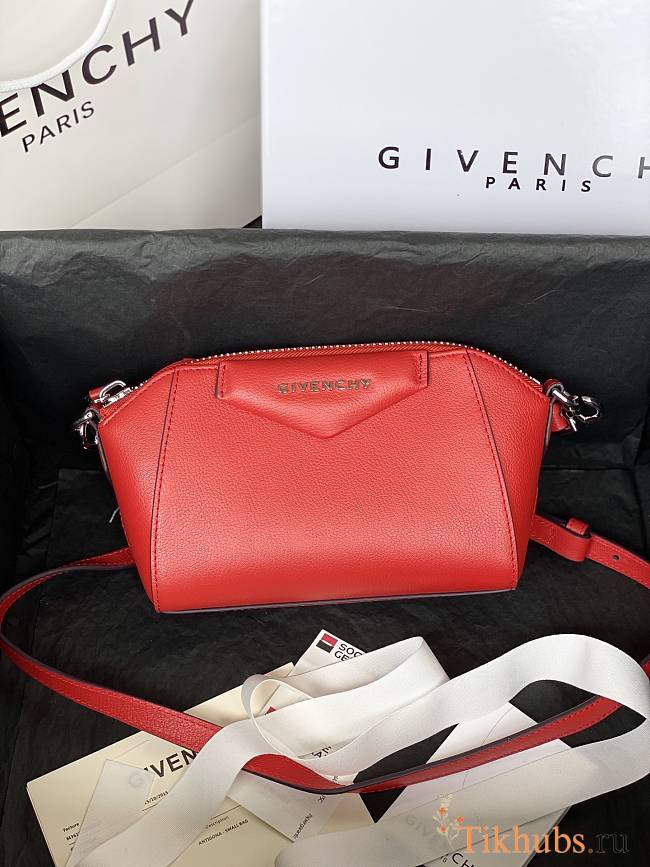 Givenchy Mini Antigona Leather Bag Red 9981-4 Size 18 x 13 x 7 cm - 1