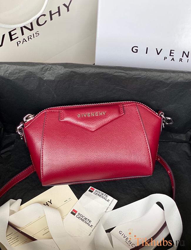 Givenchy Mini Antigona Leather Bag Red Wine 9981-4 Size 18 x 13 x 7 cm - 1