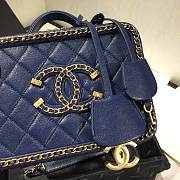 Chanel Vanity Case Bag Grained Calfskin Blue AS1785 Size 18 x 14 x 8 cm  - 5