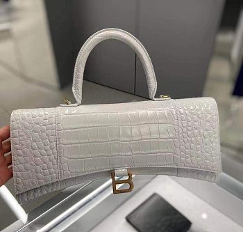 Balenciaga Hourglass Crocodile White 92945 Size 6 x 15 x 35 cm 