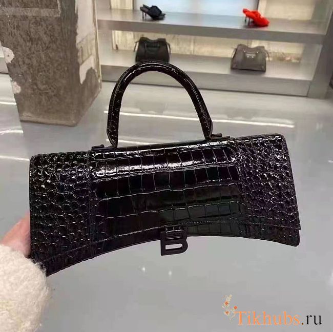 Balenciaga Hourglass Crocodile Black 92945 Size 6 x 15 x 35 cm - 1