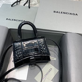 Balenciaga Hourglass Mini Crocodile Black With Black Buckle Size 11.5 x 14 x 4.5 cm