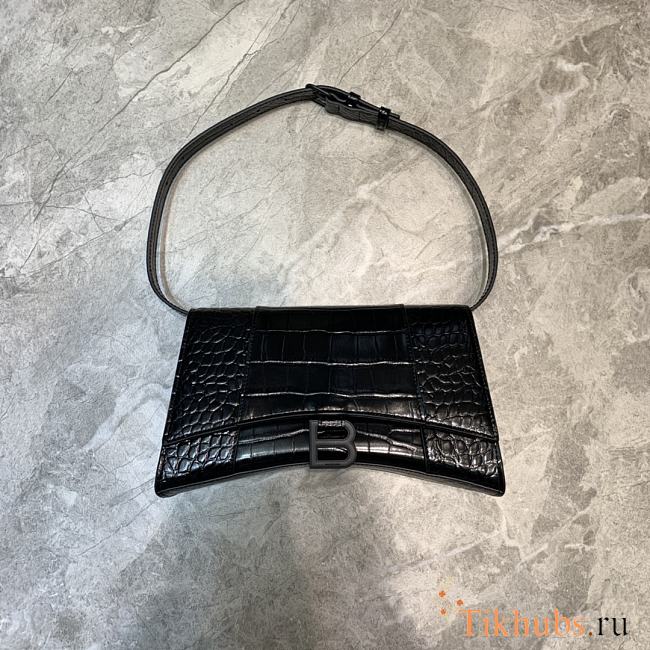 Balenciaga Hourglass Crocodile Pattern Black Size 25 x 6.5 x 14 cm - 1