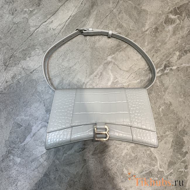 Balenciaga Hourglass Crocodile Pattern White Size 25 x 6.5 x 14 cm - 1