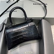 Balenciaga Hourglass Top Handle Bag Shiny Crocodile Embossed Cafslin Size 23 x 10 x 14 cm - 5