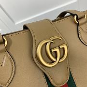 Gucci Small Tote With Double G In Brown Ribbon Cloth Leather 652680 Size 28 x 26 X 8.5 cm - 3