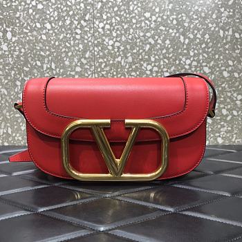 Valentino V Logo Retro Saddle Bag Red 2009 Size 26.5 x 9 x 16 cm