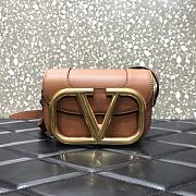 Valentino Valegaravani Supervee Small Calf Leather Crossbody Bag Brown 3008 Size 18 x 13 x 7 cm - 1