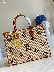 LV Onthego Monogram Giant Weave Embroidery Tote Bag Brown M57723 Size 35 x 27 x 14 cm - 1