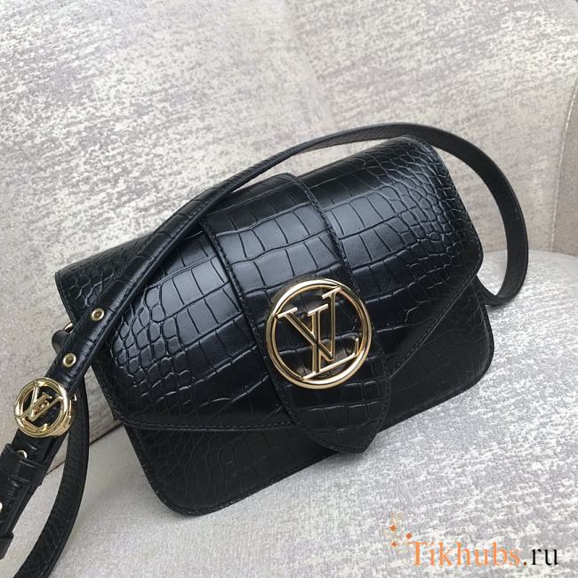 LV Pont 9 Crocodile Pattern In Black M55950 Size 23 x 15 x 8 cm - 1