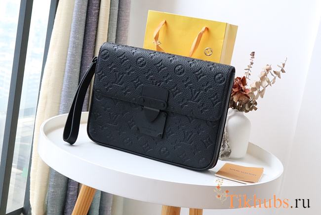 LV S Lock A4 Pouch Monogram Macassar Black M80560 Size 27 x 21 x 3.5 cm - 1