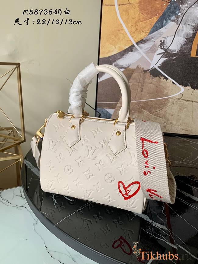 LV Speedy Bandoulière 22 Milk White M58736 Size 22x 19 x 13 cm - 1