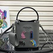 PRADA Bucket-Shaped Shopping Bag Gray 1BA217 Size 18 × 17 × 10.5 cm - 1