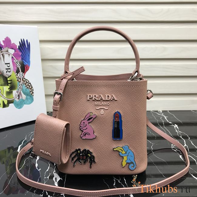 PRADA Bucket-Shaped Shopping Bag Pink 1BA217 Size 18 × 17 × 10.5 cm - 1