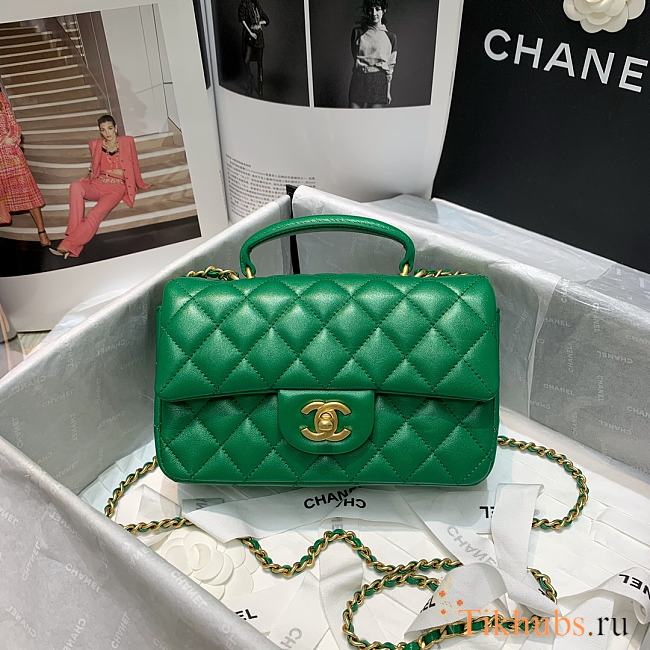 Chanel Mini Cf Handle Pearlescent Green AS2431 Size 20 x 6 x 13 cm - 1