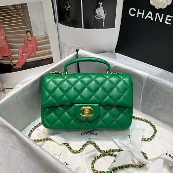 Chanel Mini Cf Handle Pearlescent Green AS2431 Size 20 x 6 x 13 cm