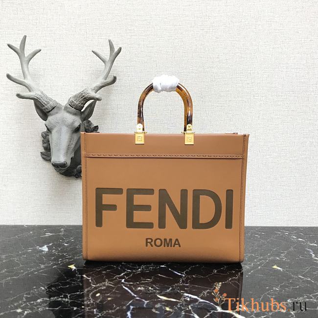 Fendi Medium Leather Tote Bag Brown 887 Size 36 x 17 x 31 cm - 1