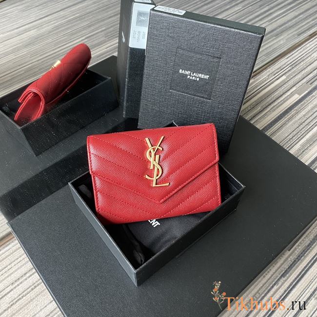 YSL Small Wallet Red A026K Size 13.5 x 9.5 x 3 cm - 1