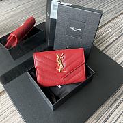 YSL Small Wallet Red A026K Size 13.5 x 9.5 x 3 cm - 1