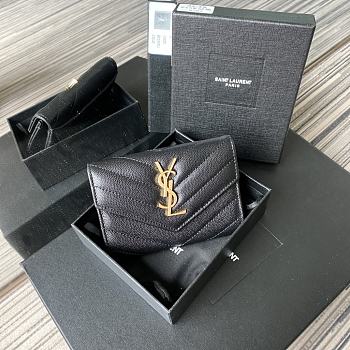 YSL Small Wallet Gold Logo A026K Size 13.5 x 9.5 x 3 cm