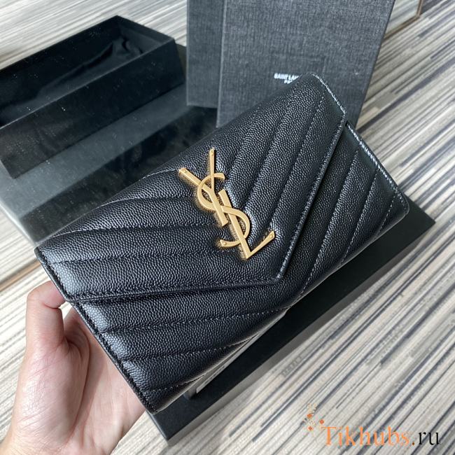 YSL Wallet Gold Logo 437469-1 Size 19 x 9 cm - 1