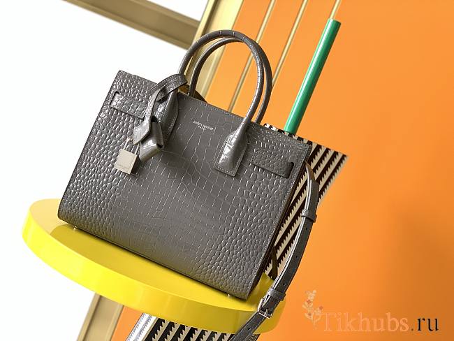 YSL Bag With Crocodile Pattern Gray 421863 Size 26 x 20.5 x 12.5 cm - 1