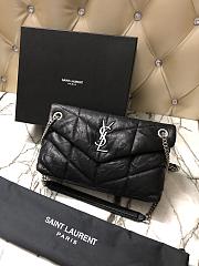 YSL LOULOU PUFFER Quilted Lambskin Black Silver 577476 Size 29 x 17 x 11 cm - 1