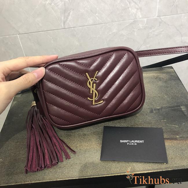 YSL Calfskin Waist Bag Red 534817 Size 15.5 x 10.5 x 5.5 cm - 1