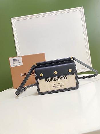 BURBERRY Canvas Bag White/Black 19 x 5 x 15 cm