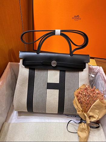 Hermes Herbag PM Black/White Size 25 x 31 x 10 cm