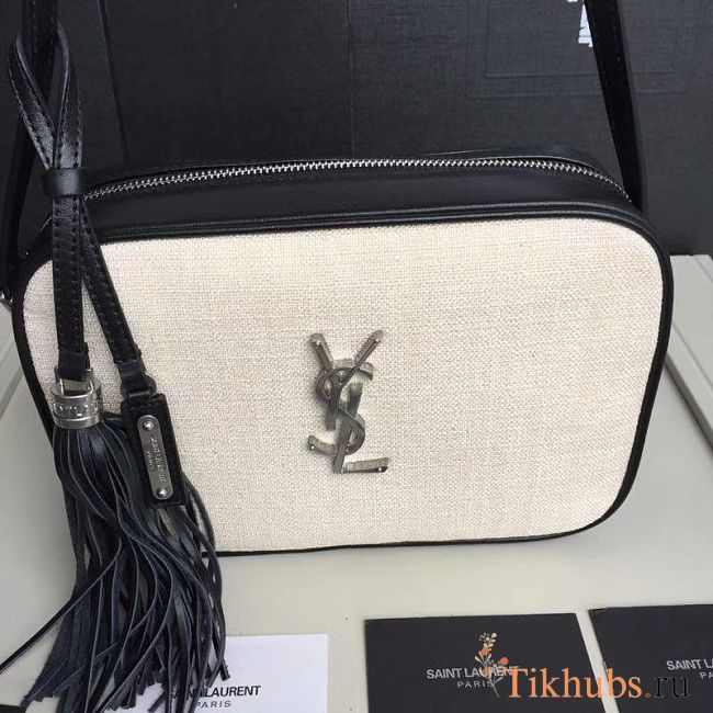 YSL Lou Camera Bag Black/White 520534 Size 23 x 16 x 6 cm - 1