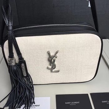 YSL Lou Camera Bag Black/White 520534 Size 23 x 16 x 6 cm