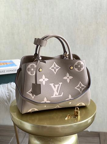 Louis Vuitton Gray Grained Embossed Calfskin Handbag Montaigne BB M41048 Size 33 x 23 x 15 cm