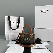 Celine Mini Boston Embroidery Presbyopia Brown 60043 Size 14 x 11 x 7.5 cm - 1