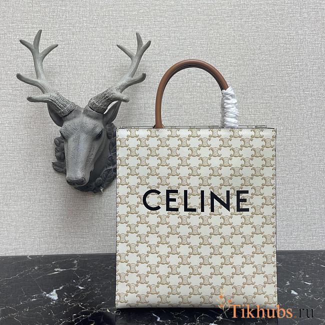 Celine Mini Cabas Old Flower White 2189 Size 17 × 21 × 4 cm - 1