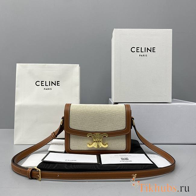 Celine Triomphe Small Canvas White 60018 Size 18 x 14 x 6 cm - 1