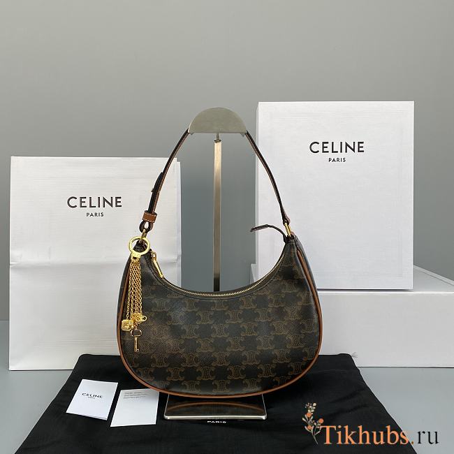 Celine Ancient Flower Underarm Bag Presbyopia Brown 60054 Size 25 x 14 x 7 cm - 1